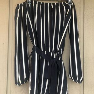 Navy and White stripped romper